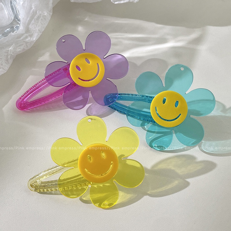 Kẹp Tóc Lớn Bằng Acrylic Hình Hoa Hướng Dương / Mặt Cười Phong Cách Hàn Quốc Cho Nữ