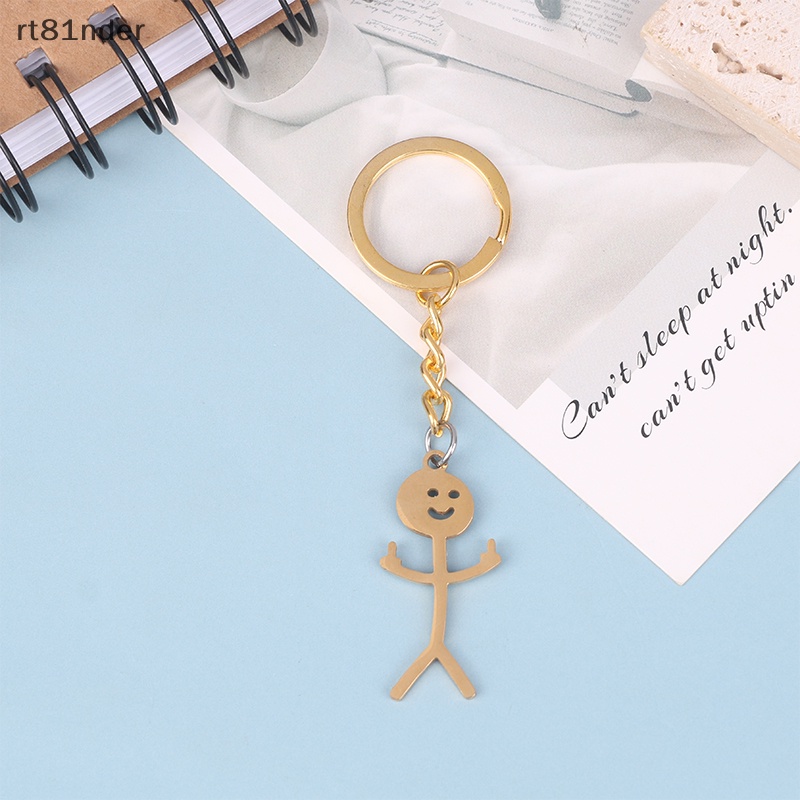 Rt Móc Khóa Hình Người Nhỏ Bằng Thép Không Gỉ Mặt Dây Chuyền Graffiti Vui Nhộn n