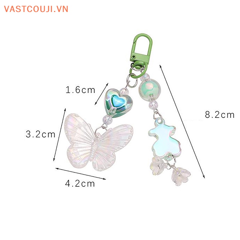 Móc Khóa Acrylic Màu Gradient Họa Tiết Bướm / Gấu Dễ Thương