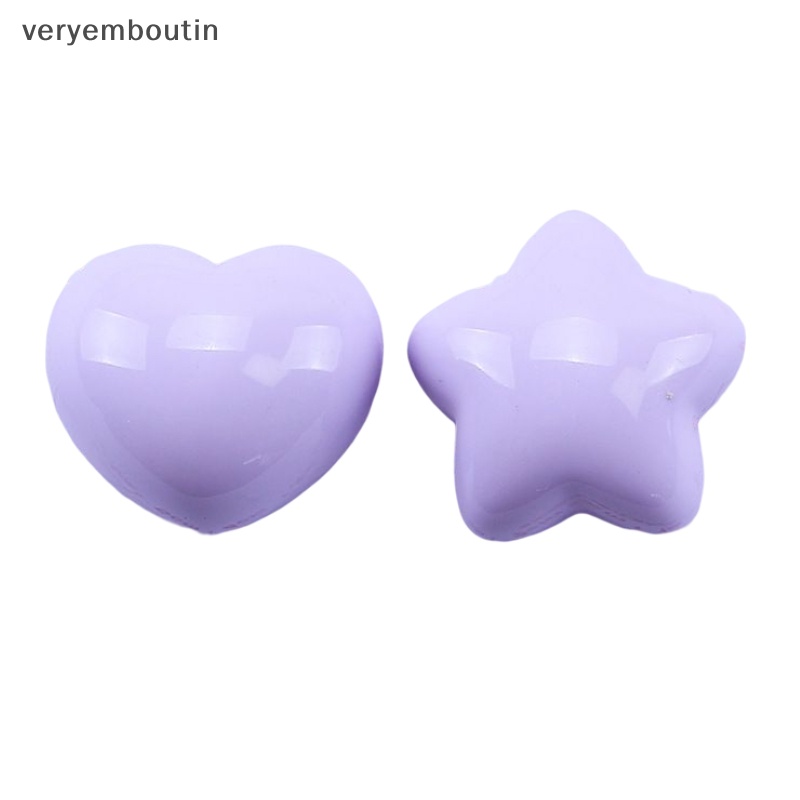 Set 10 Phụ Kiện Kẹp Tóc Hình Ngôi Sao / Trái Tim Bằng Nhựa Resin Dễ Thương DIY