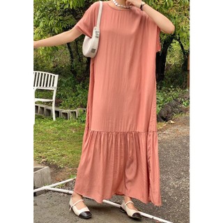 Đầm Dài Dáng Rộng Màu Sắc Đơn Giản Phong Cách Retro Nhật Bản