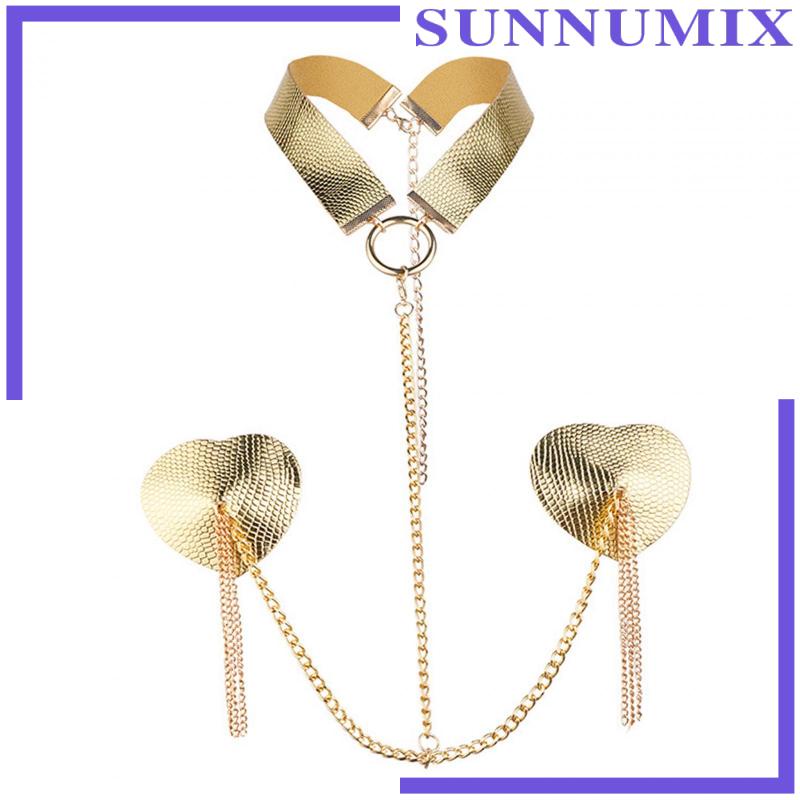 [Sunnimix] Dây Xích Đeo Ngực Trang Trí Áo Ngực Phát Nhạc Phụ Kiện Tiệc Cưới L