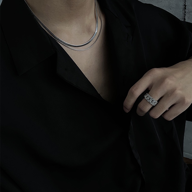Vòng cổ Xương Rắn Hai Lớp Phong Cách hip hop Đường Phố Đơn Giản Sang Trọng Cho Nam Và Nữ