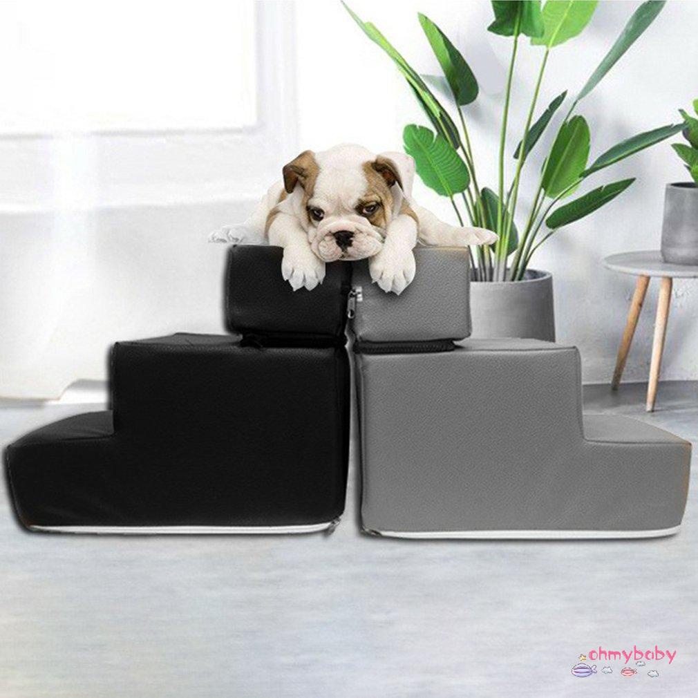 [InStock] Thang dốc dành cho thú cưng Bậc thang nhỏ Cầu chó mèo Pet 3 bậc Leo chống trượt có thể tháo rời giường [Z/6]