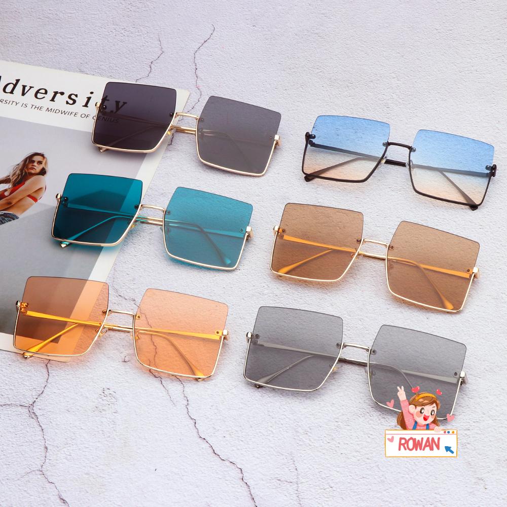 Kính Mát Nửa Gọng Vuông Kim Loại Thời Trang Đường Phố Cho Nữ