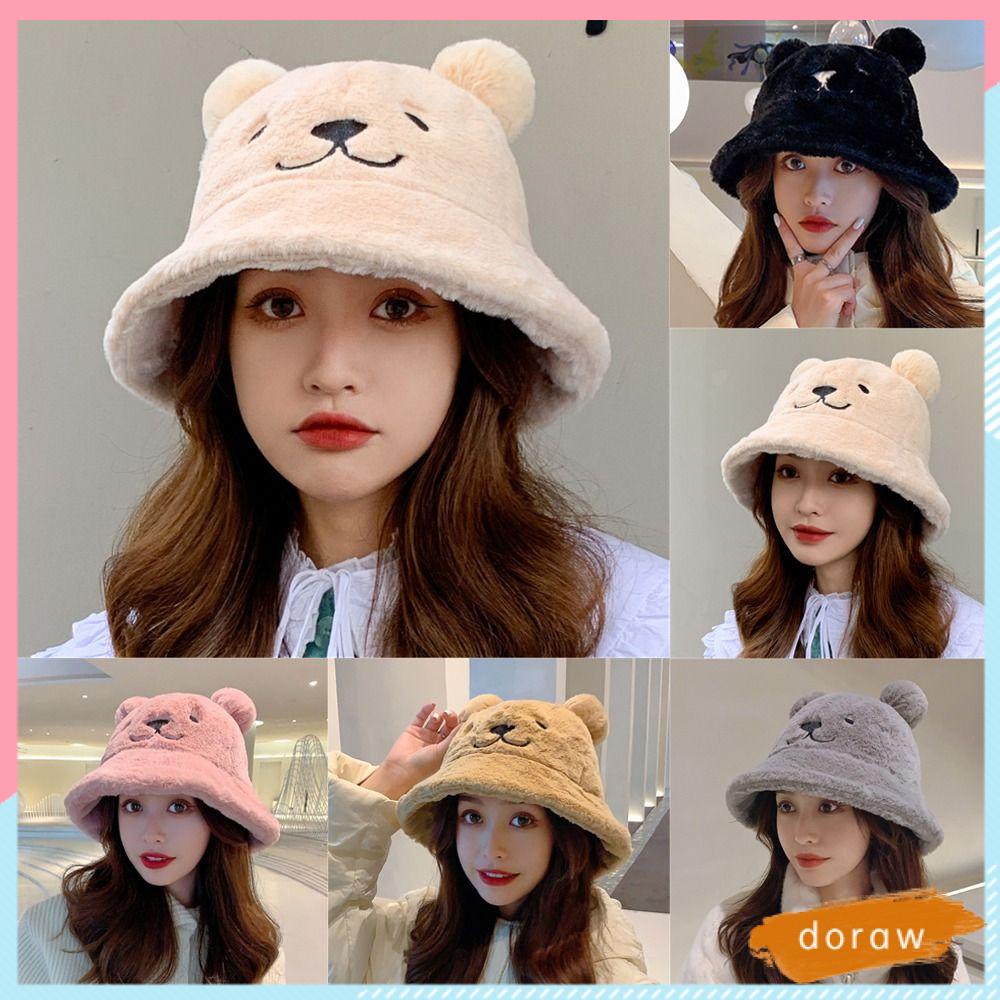Mũ Tai Gấu Phối Lông Dày Dặn Ấm Áp Dễ Thương Xinh Xắn