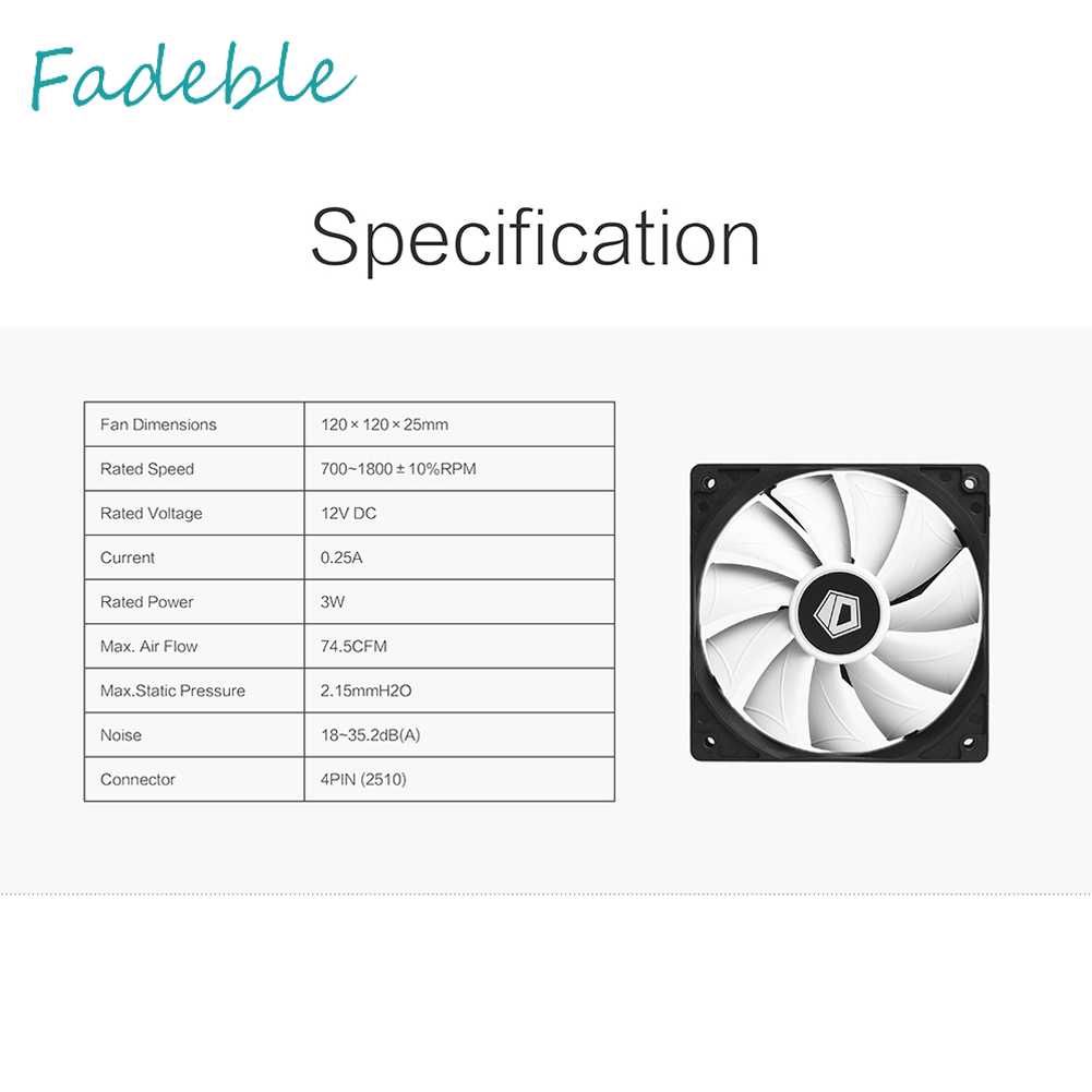 Quạt Tản Nhiệt Khung Đen Trắng XF-12025-SD-W PWM PC