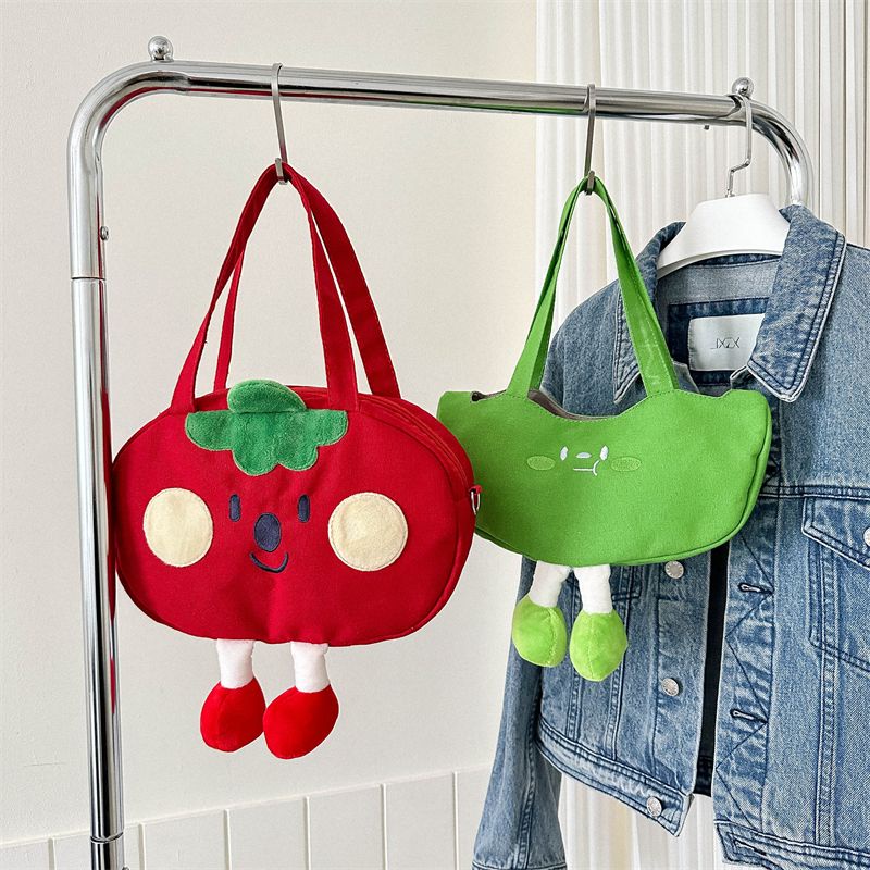 Túi Đeo Chéo Vải Canvas Mềm Mại Họa Tiết Hoạt Hình Phong Cách Hàn Quốc Cho Nữ