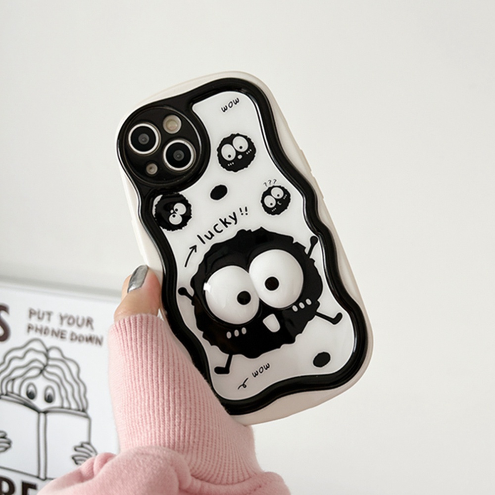 Ốp Điện Thoại Màu Đen Họa Tiết Hoạt Hình 3D Cho iPhone 14 Pro Max 14 13 Pro Max 12 Pro Max 11