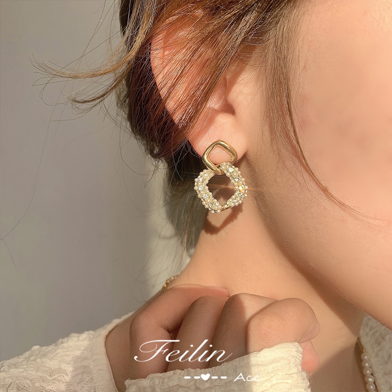 Bông Tai Mạ Bạc 925 Đính Kim Cương Giả Và Ngọc Trai Sang Trọng Thời Trang 2023