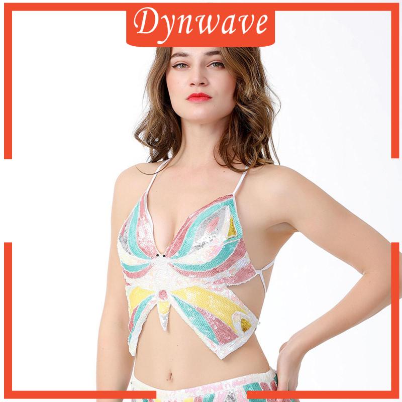 [Dynwave] Áo Ngực Croptop Đính Kim Sa Hình Bướm Cho Vũ Công Bộ Lạc