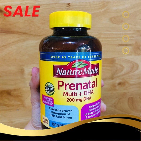 Viên uống Bổ Sung Vitamin Cho Bà Bầu Nature Made Prenatal Multi DHA 200mg - hộp 150 viên
