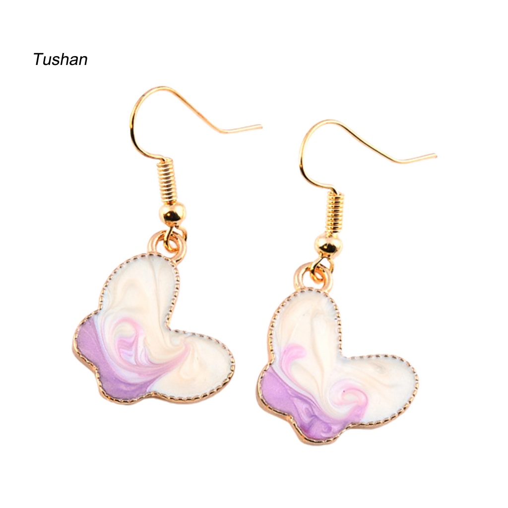 1 Đôi Bông Tai Móc Hình Bướm Vẽ Tranh Sơn Dầu Dễ Thương Dành Cho Nữ