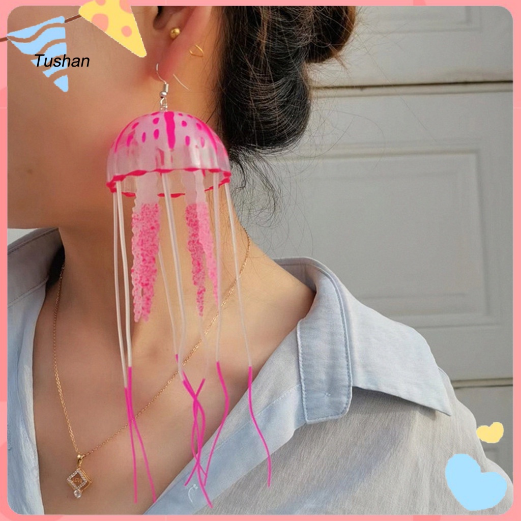 [Ts] 1 Đôi Bông Tai Dài Tua Rua Hình Sứa Màu Sắc Tươi Sáng Thời Trang Kỳ Nghỉ Cho Nữ