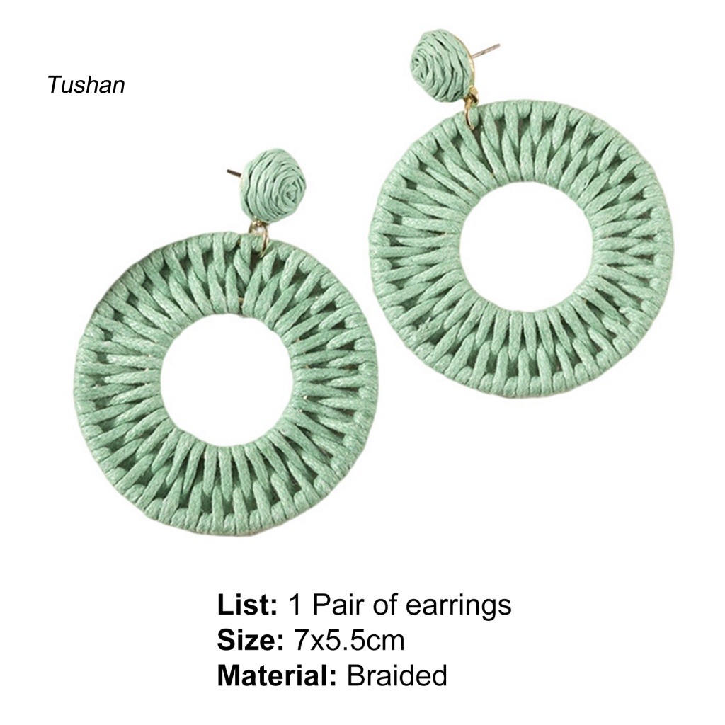 1 Đôi Bông Tai Tròn Màu Sắc Tươi Sáng Thời Trang Đi Biển Cho Nữ