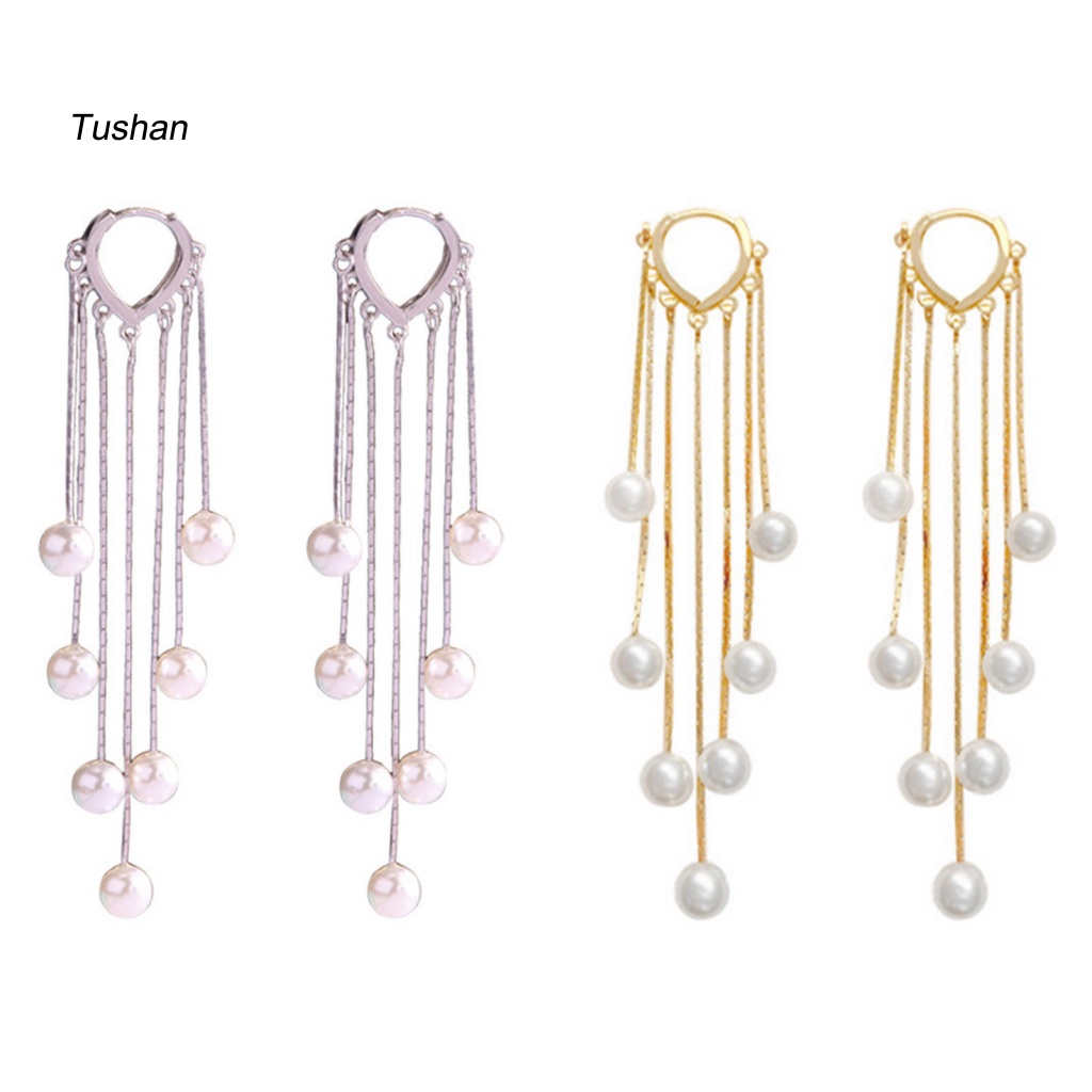 1 Đôi Bông Tai Đính Ngọc Trai Giả Phong Cách Bohemian Dành Cho Nữ