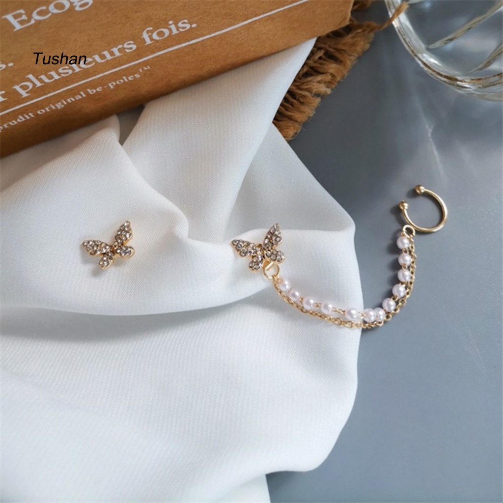 Set 2 Khuyên Vành Tai Hình Bướm Đính Đá Thời Trang Cho Nữ