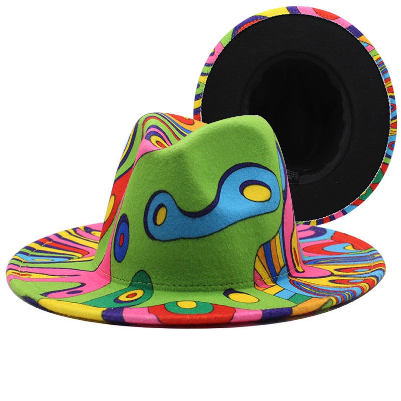 Mũ Len Vành Rộng In Họa Tiết Graffiti Phong Cách Âu Mỹ Mới Cho Nam Và Nữ