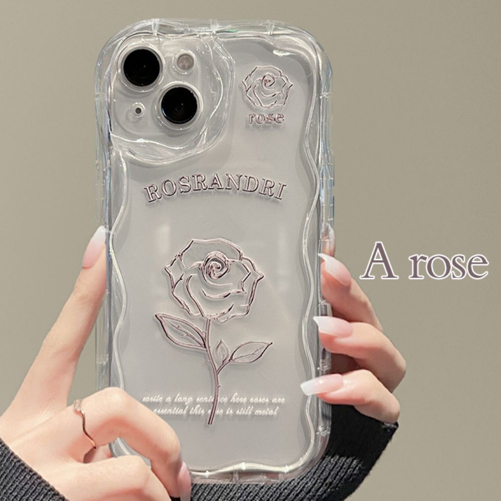 Ốp Điện Thoại TPU Mềm Chống Sốc Họa Tiết Hoa Hồng Viền Lượn Sóng Cho IPhone 11 14 13 12 Pro Max