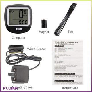 Sunding Bike Computer Speedometer Wired Waterproof Bicycle Odometer Cycle Multi-Function Lcd Back-Light Display [B/4]
