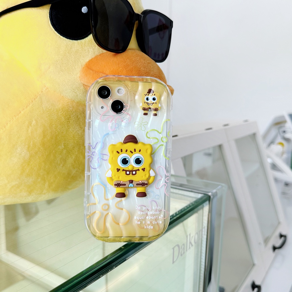 Ốp Điện Thoại TPU Dẻo Trong Suốt Họa Tiết Hoạt Hình Spongebob &amp; Patrick Cho iPhone 13 12 11 Pro Max 14 Plus