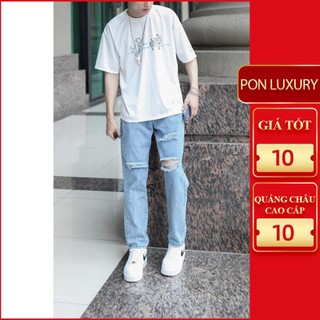 Quần baggy jean nam rách gối vnxk màu xanh 2021 040 hà nội hcm