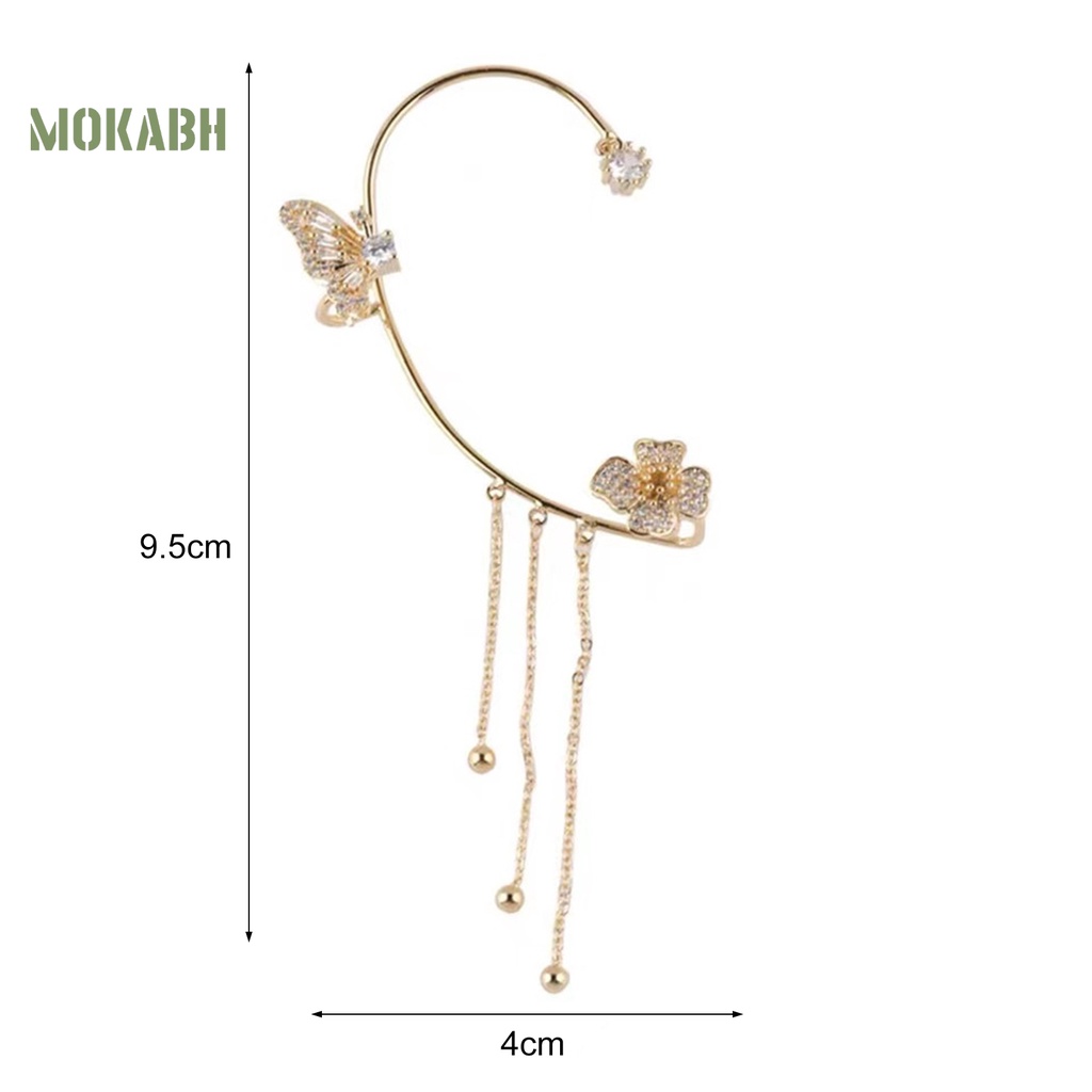 1 Khuyên Đeo Vành Tai Không Cần Xỏ Lỗ Hình Học Đính Đá Zircon Sang Trọng