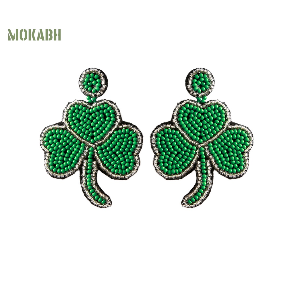 1 Đôi Bông Tai Dáng Dài Hình Học Màu Xanh Lá Tạo Không Khí Chống Mài Mòn Thời Trang Cho Nữ