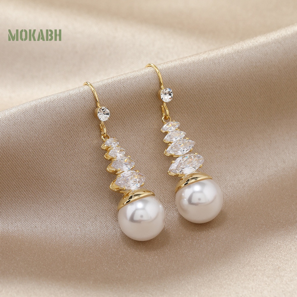 [Mới] 2 Bông Tai Đính Ngọc Trai Giả Bằng Đồng Phong Cách Trung Hoa Tinh Tế Dễ Phối Đồ Cho Nữ