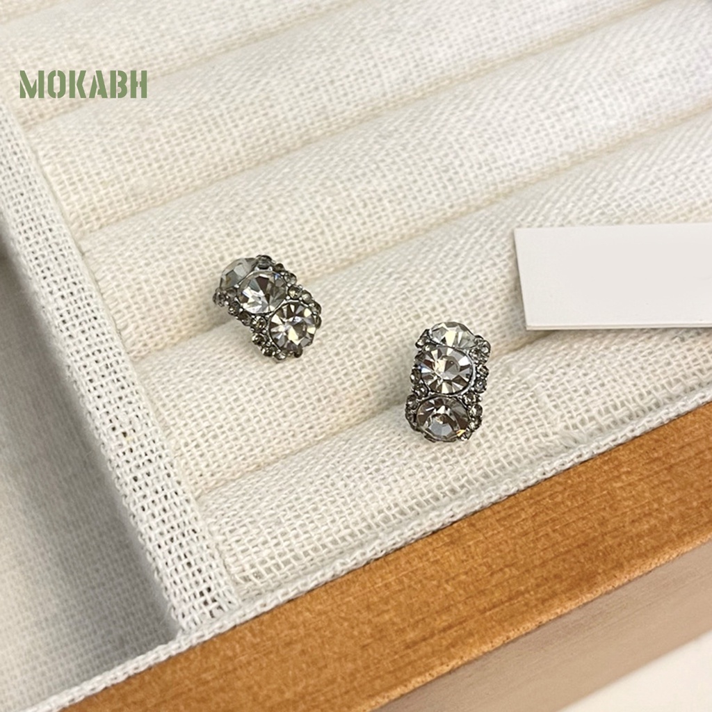 1 Đôi Bông Tai Hợp Kim Hình Chữ C Đính Đá Lấp Lánh Sang Trọng