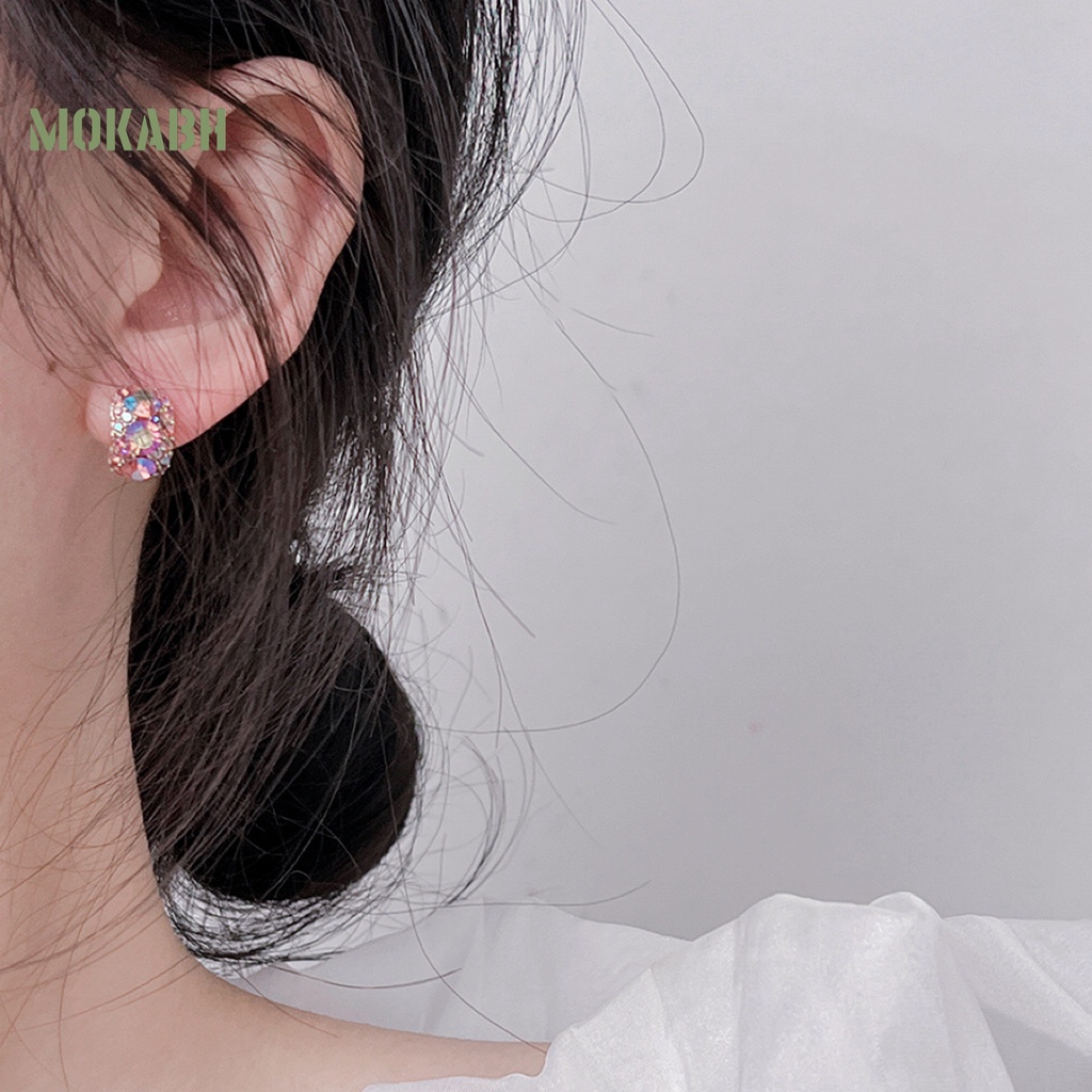 1 Đôi Bông Tai Đính Đá Zircon Sang Trọng Không Phai Màu Thời Trang Cho Nữ