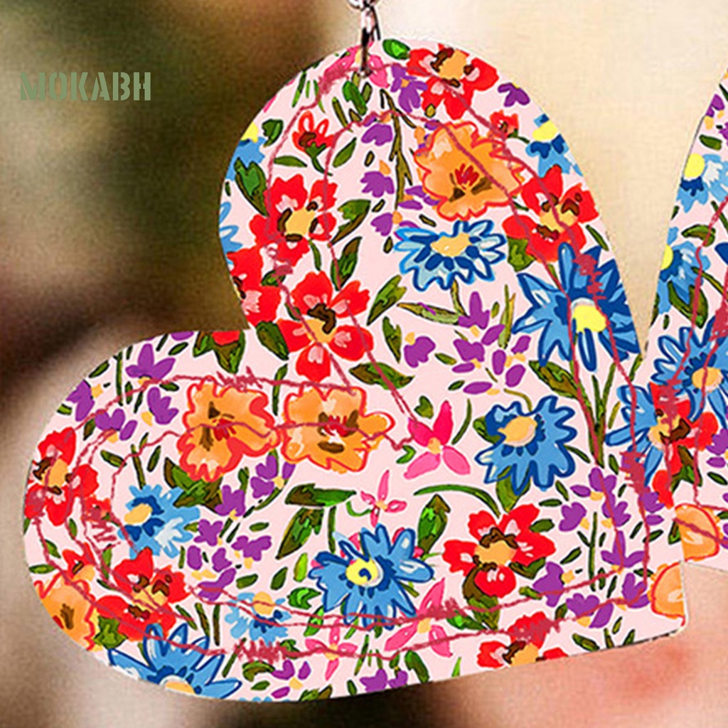 1 Đôi Bông Tai Giả Da Hình Trái Tim Nhiều Màu Phong Cách Retro