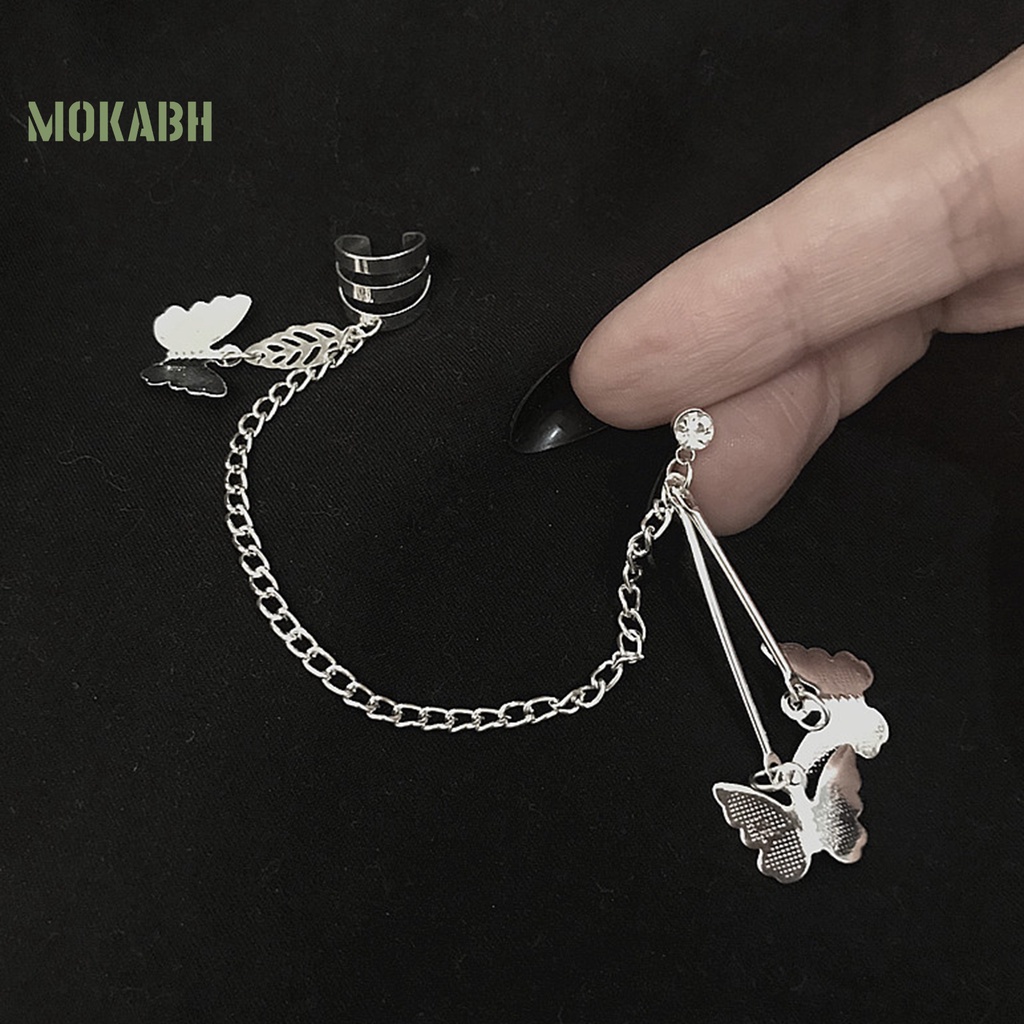 1 Đôi Bông Tai Hình Bướm Màu Bạc Thời Trang Dành Cho Nữ