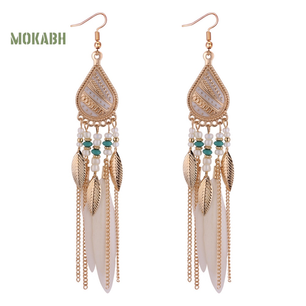 Bông Tai Lông Vũ DáNg DàI Phong CáCh Vintage