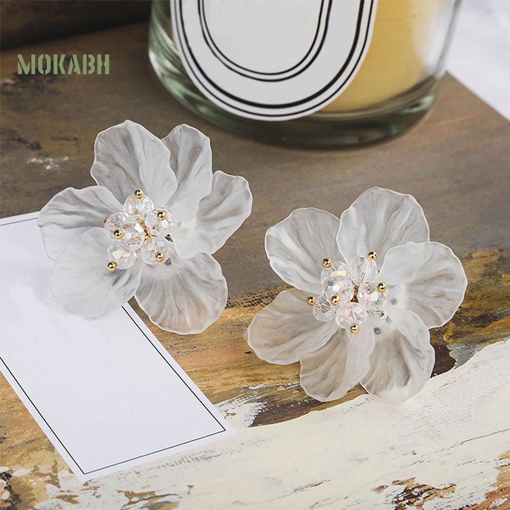 Bông Tai Hình Hoa Trong Suốt Phong Cách Hàn Quốc Cho Nữ