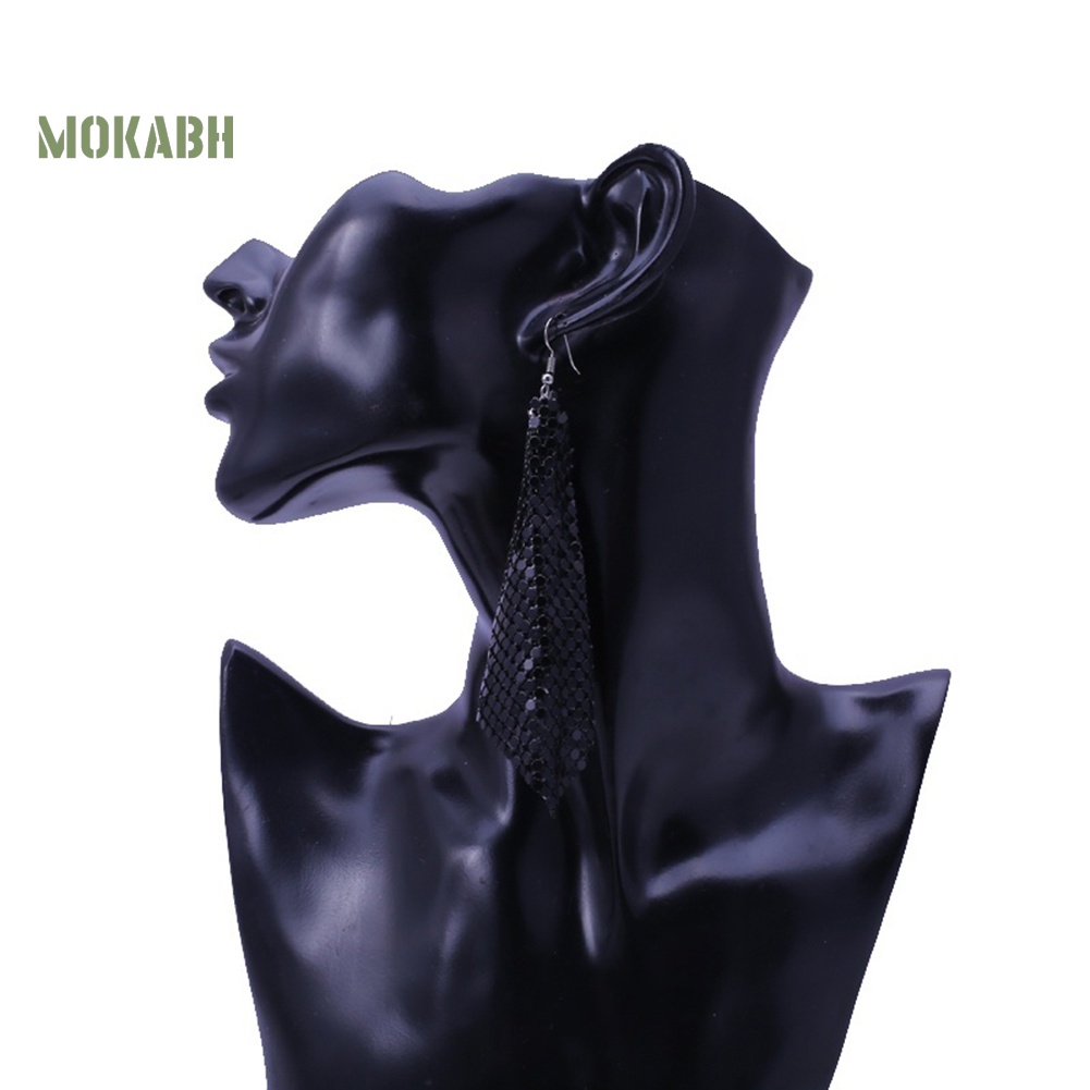 Bông Tai Hình Vuông Đính Kim Sa Tua Rua Thời Trang Cho Nữ