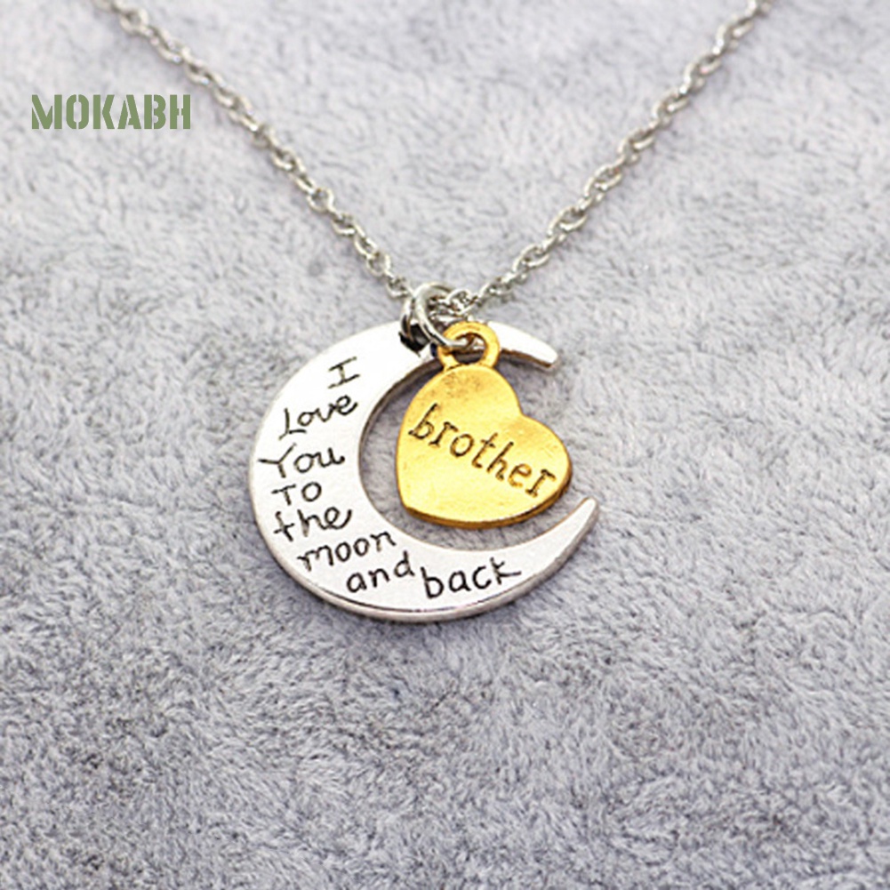 Vòng cổ Mặt Trăng Và Trái Tim Khắc Chữ I Love You Thời Trang Cho Gia Đình