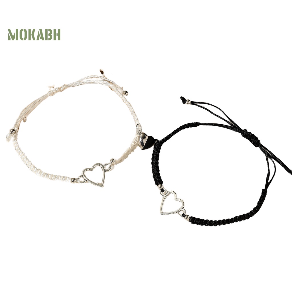 [Mới] Set 2 Vòng Đeo Tay Dệt Thủ Công Hình Học Rỗng Trái Tim Có Thể Điều Chỉnh Chống Mài Mòn Trang Trí Quần Áo