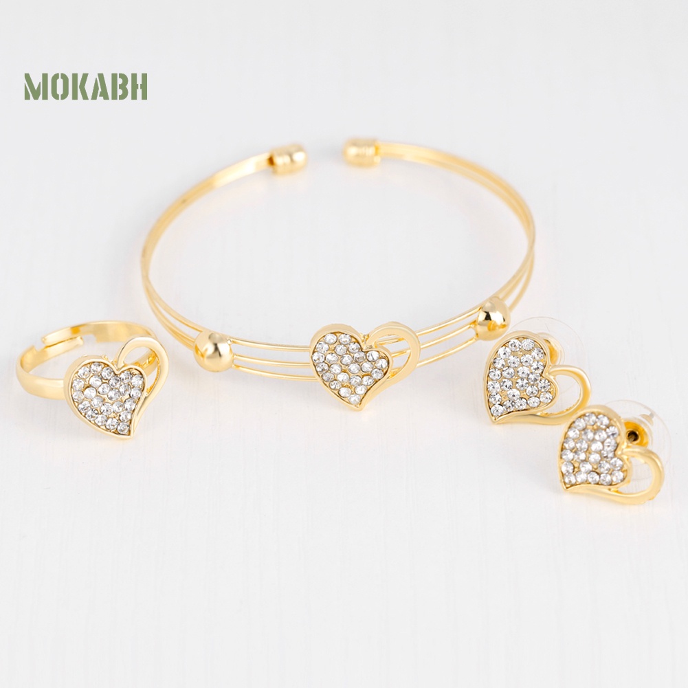 Bộ Trang Sức Mặt Trái Tim Đính Đá Nhân Tạo Thời Trang