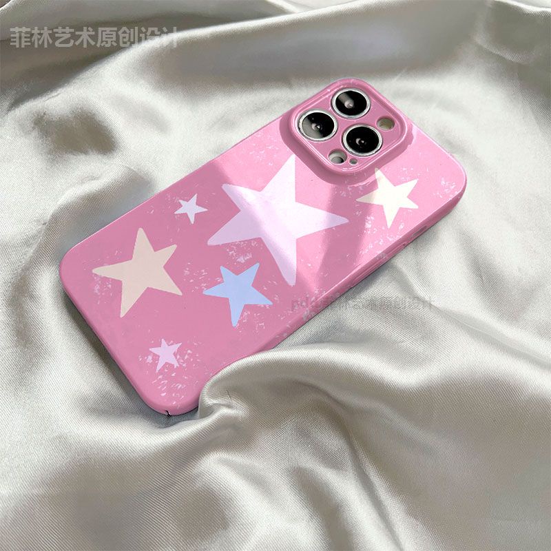 Ốp Điện Thoại Màu Hồng Họa Tiết Ngôi Sao Nữ Tính Cho Apple iPhone 11Pro R8T0 13Pro14