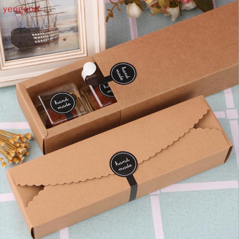 Set 100 Nhãn Dán Dài Bằng Giấy Kraft Trang Trí Túi Bánh Thủ Công