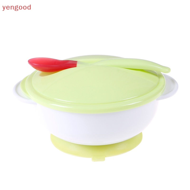 Bộ Dụng Cụ Ăn Dặm Có Giác Hút Chống Trượt Kèm Muỗng Cảm Ứng Cho Bé