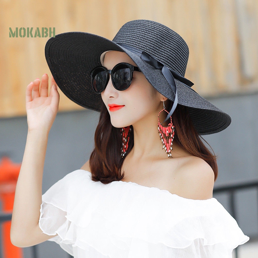 [Mok Abh] Mũ Rơm Vành Thắt Nơ Theo Phong Cách Hàn Quốc