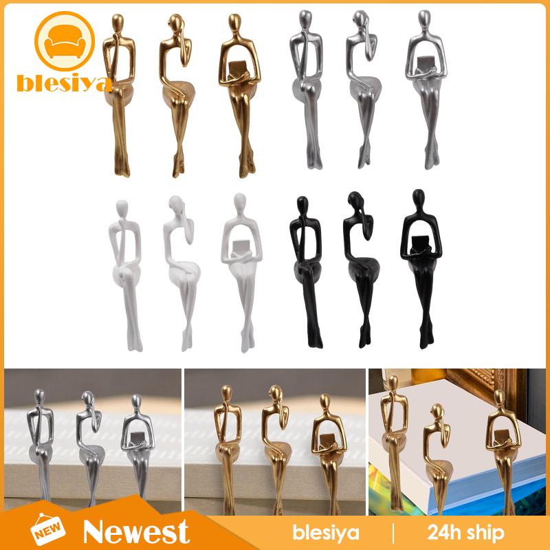 [Blesiya] Set 3 Bức Tượng Người Suy Nghĩ Ngồi Để Bàn Trang Trí