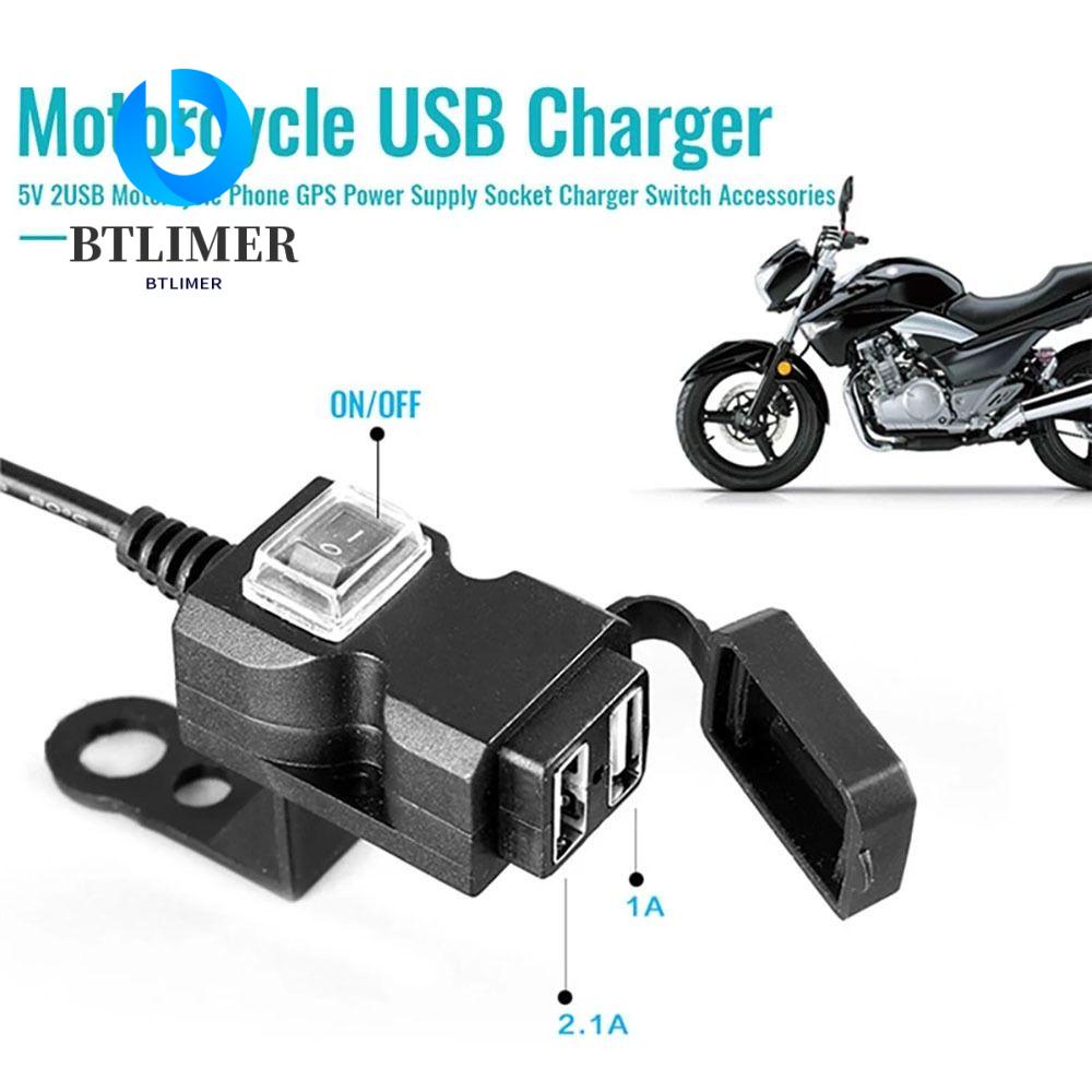 Tẩu Sạc Nhanh Cổng USB Kép 5V / 2A Gắn Tay Lái Xe Máy