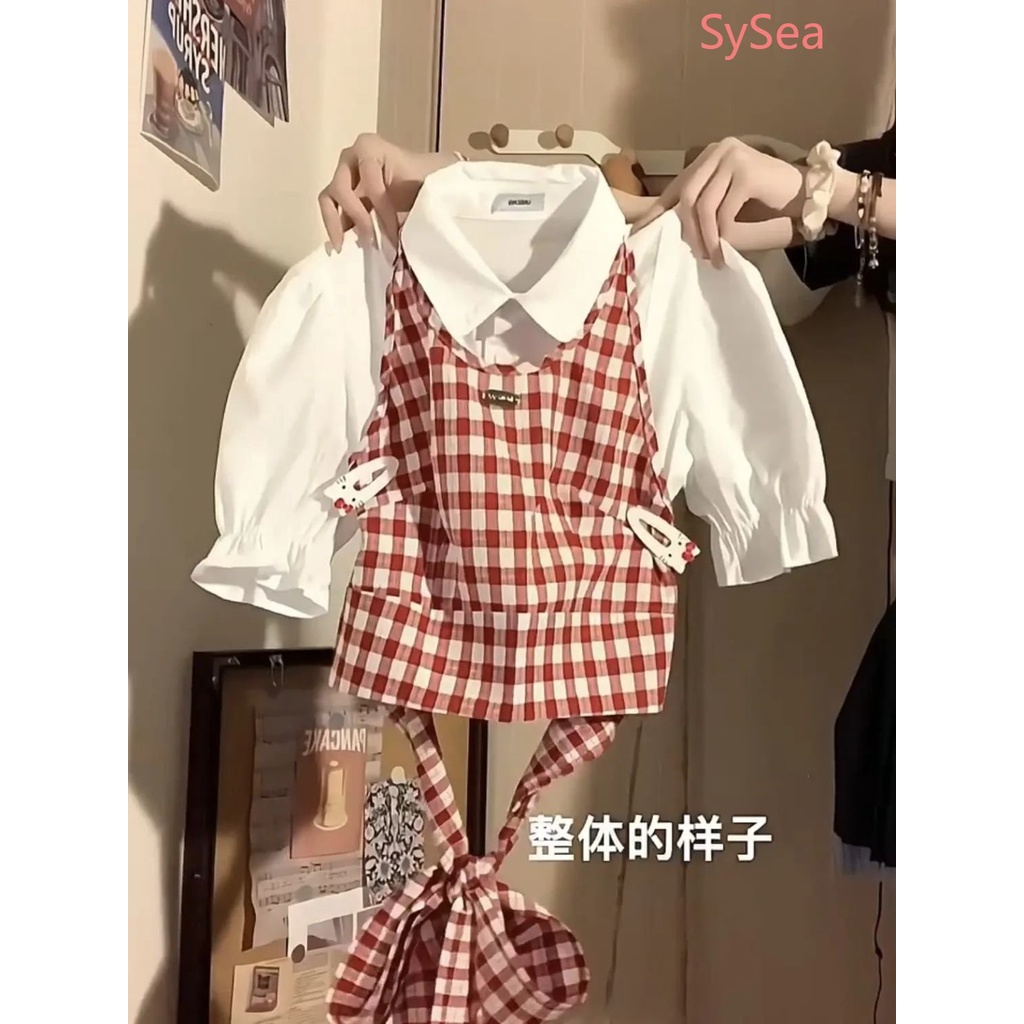 Áo Sơ Mi Kẻ Sọc Caro Đỏ Phong Cách Hàn Quốc Cho Nữ