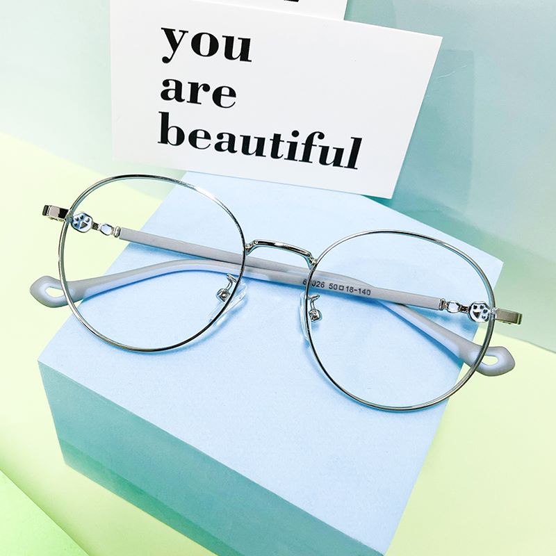 Mắt Kính Gọng Kim Loại Tròn Chống Ánh Sáng Xanh Thời Trang Cho Trẻ Em
