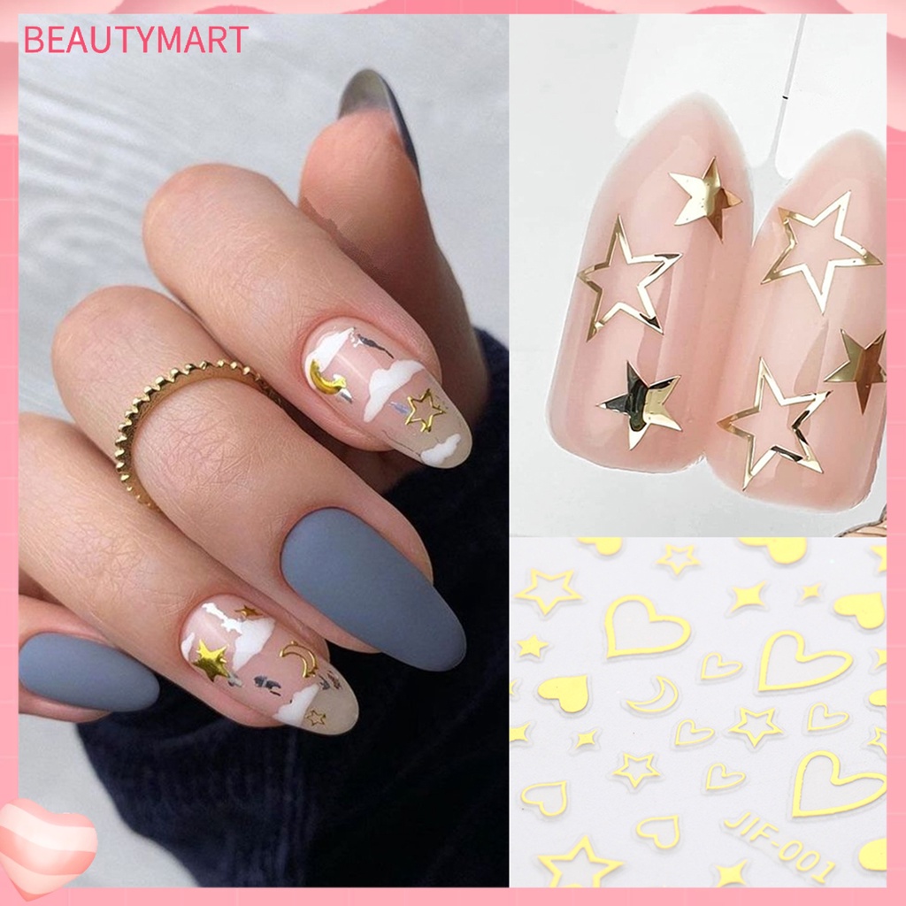 Miếng Dán Trang Trí Móng Tay Hình Trăng Sao Trái Tim Tinh Tế