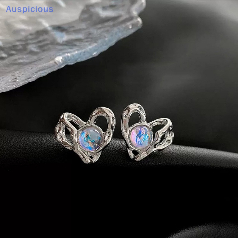 Bông Tai Hình Trái Tim Bằng Kim Loại Lấp Lánh Thời Trang Cho Nữ