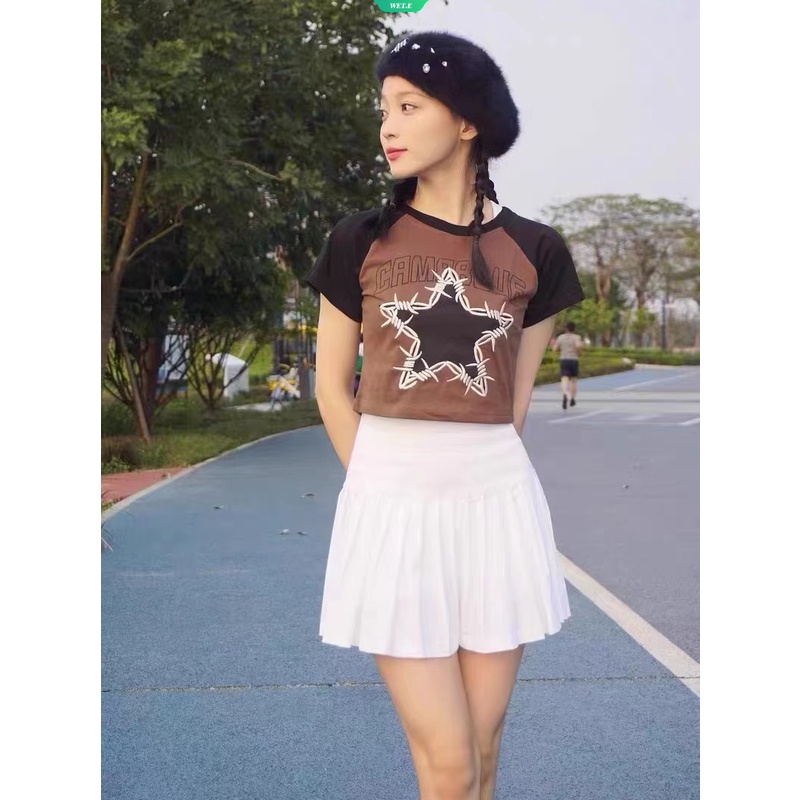 Áo Thun Ngắn Tay Thêu Họa Tiết Ngôi Sao Nhiều Màu Sắc Thời Trang Mùa Hè 2023 Cho Nữ